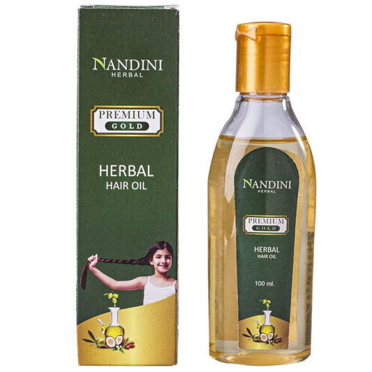 Nandini Herbal Premium Gold Kräuteröl, fördert das Haarwachstum und reduziert Schuppen, 100 ml