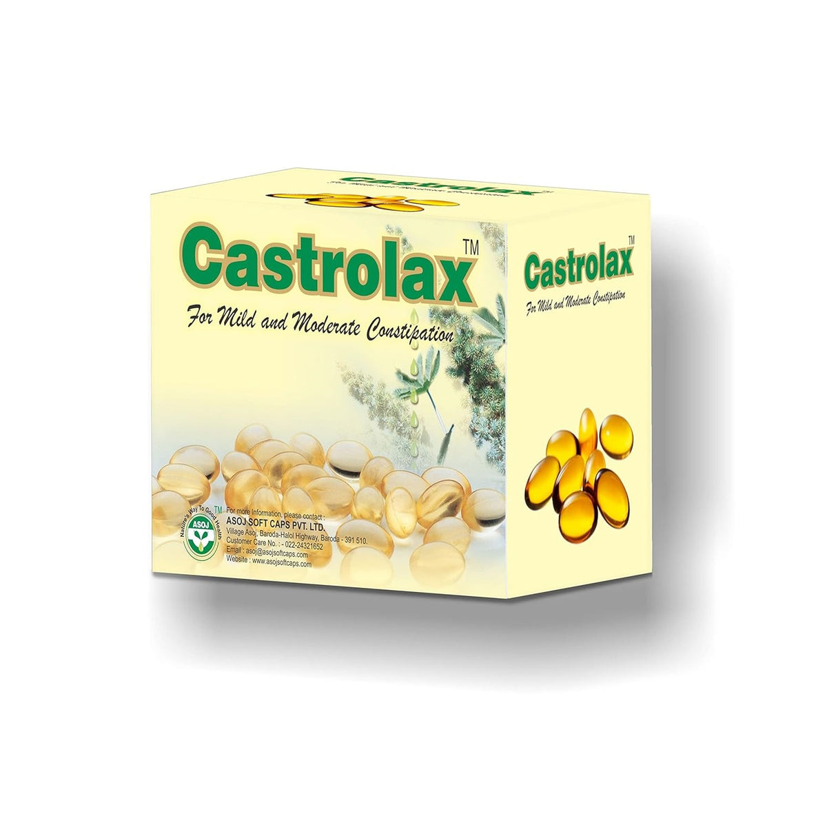 Asoj Soft Ayurvedic Castrolax Castor Oil Soft-Gel 60 Capsules