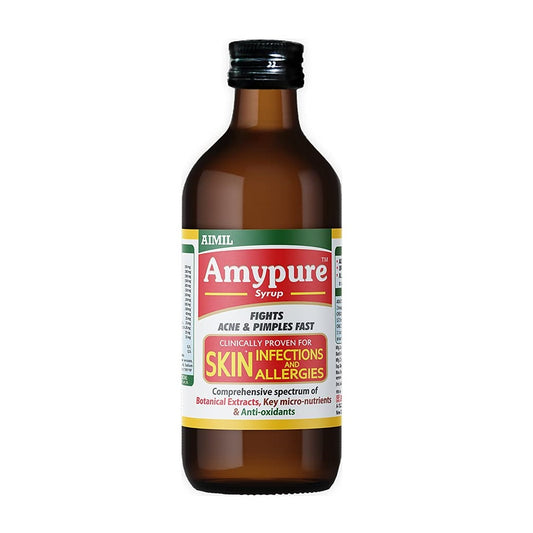 Aimil Ayurvedische Amypure-Blutreinigungstabletten für pickelfreie und strahlende Haut, Tabletten und Sirup