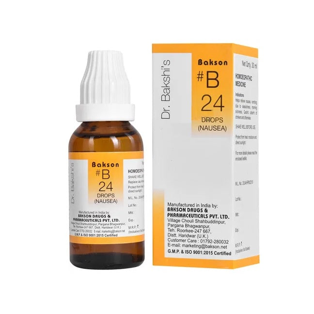 Bakson's Homoeopathy B24 (B-24) Nausea For Nausea & Morning Sickness Drops 30ml