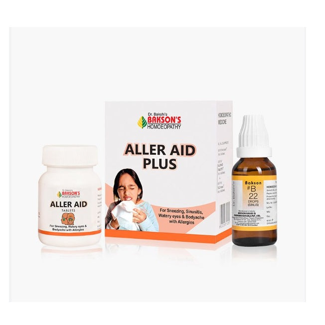 Bakson's Homoeopathy Aller Aid Plus For Respiratory Allergies 75 Tablets & Drops 30ml (Twin Pack)