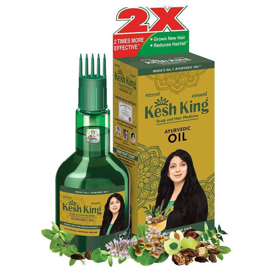 Emami Ayurvedic Kesh King Ayurvedisches Anti-Haarausfall-Haaröl Haarwachstumsöl Reduziert Haarausfall 21 natürliche Inhaltsstoffe lassen neues Haar wachsen mit Bhringraja, Amla und Brahmi