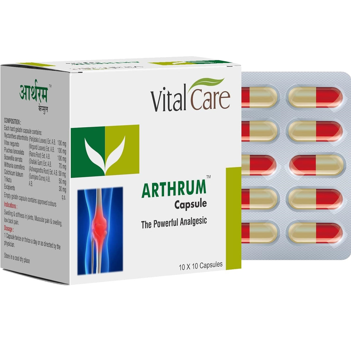 Vital Care Ayurvedic Arthrum Plus The Powerful Analgesic Capsule,Oil and Ointment