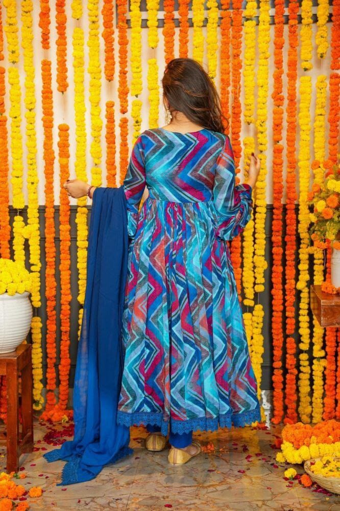 Bollywood Indian Pakistani Ethnic Party Wear Women Soft Pure Chinnon Digital Printed Gown Dress