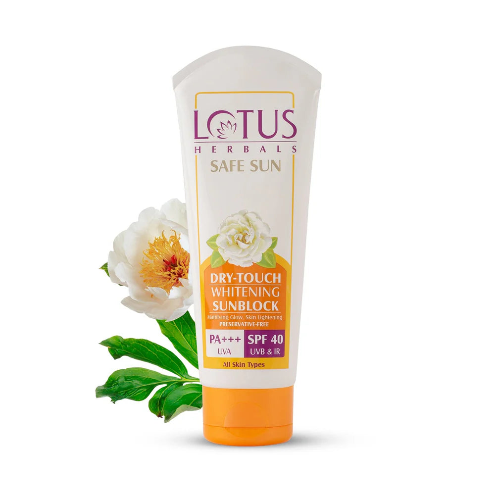 Lotus Herbals Cosmetics Safe Sun Dry Touch Whitening Sunscreen SPF 40 PA+++ 100g