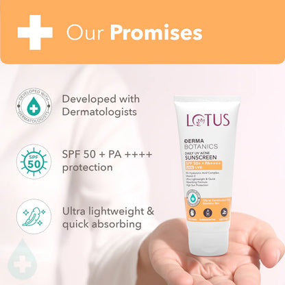 Lotus Cosmetics Derma Botanics Daily UV Acne Sunscreen SPF 50+ PA +++++ 50g