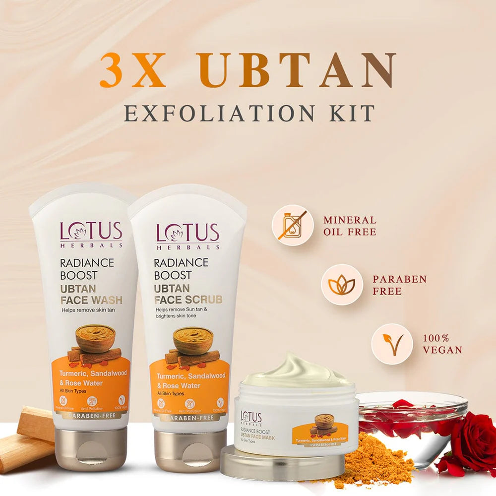 Lotus Herbals Cosmetics 3X Ubtan Exfoliation Kit Combo