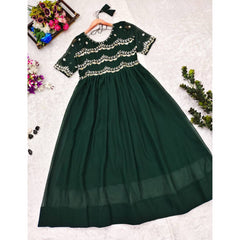 Bollywood Indian Pakistani Ethnic Party Wear Women Soft Pure Georgette Green Embroidered Gown