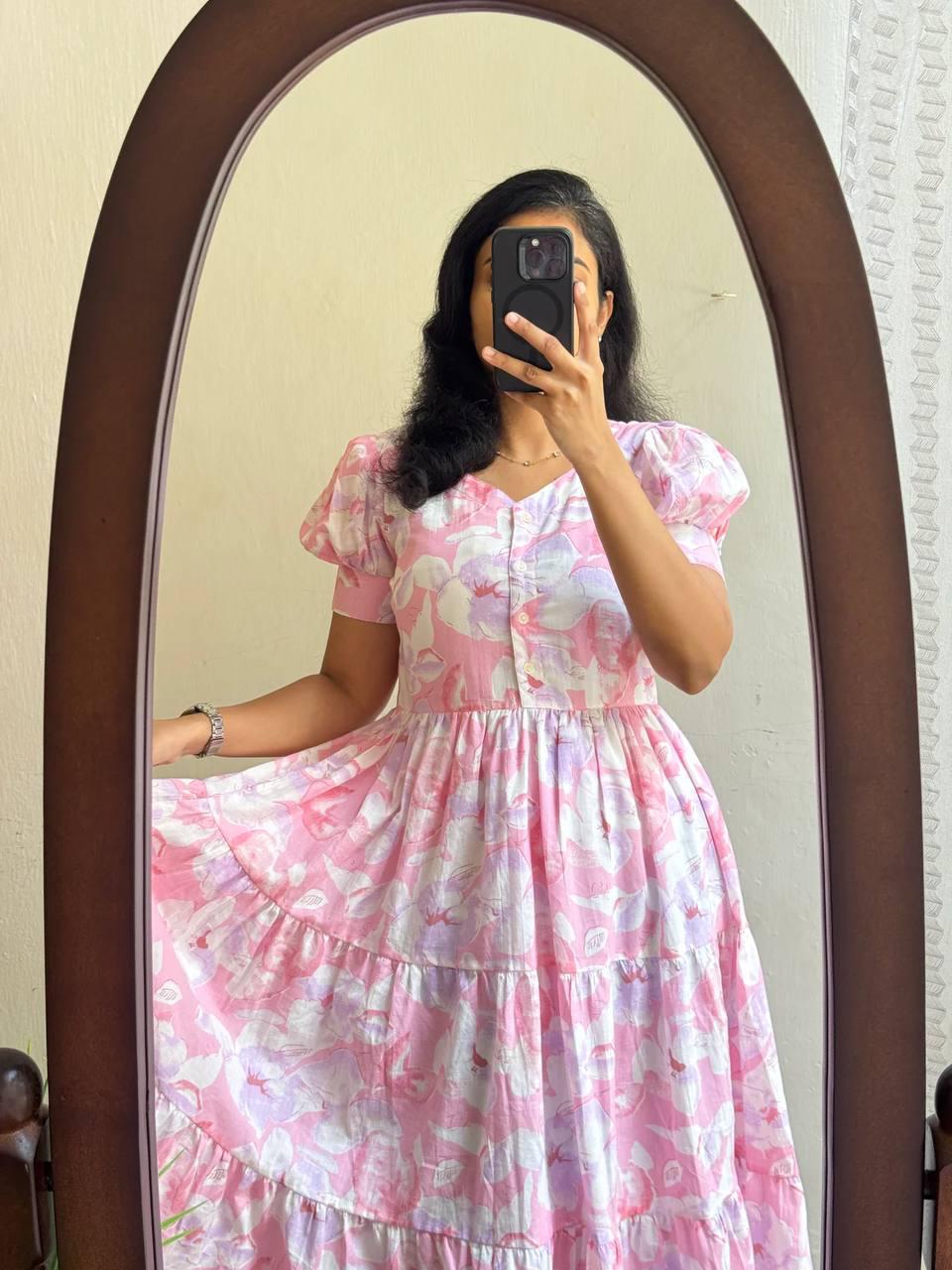Bollywood Women Indian Ethnic Party Wear Pure Soft Cotton Print Dress