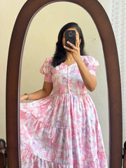 Bollywood Women Indian Ethnic Party Wear Pure Soft Cotton Print Dress