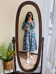 Bollywood Indian Ethnic Party Wear Pure Soft Cotton Maxi Print Dress