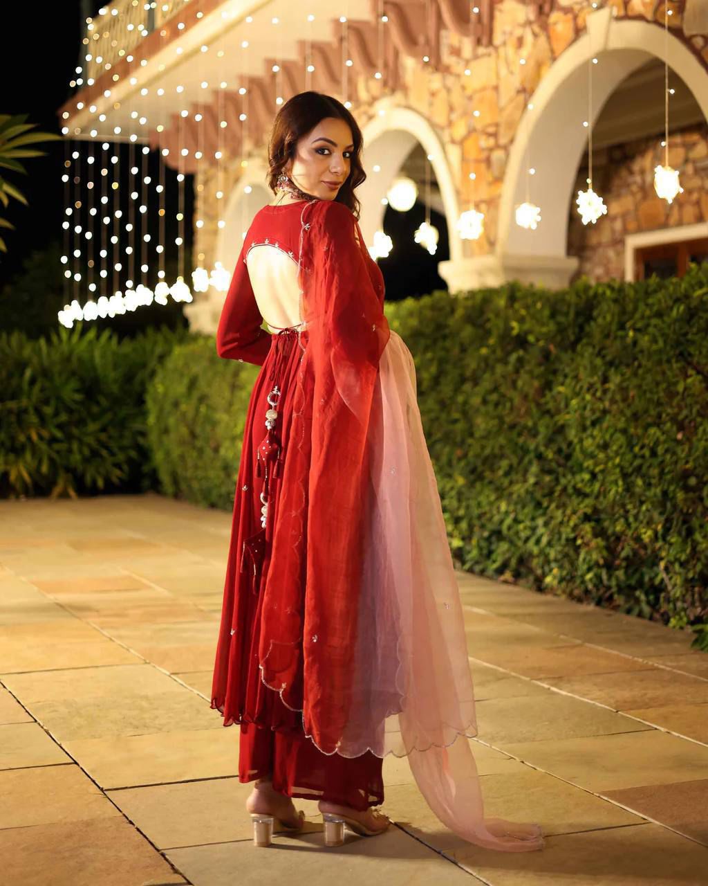 Bollywood Indian Pakistani Ethnic Party Wear Women Soft Pure Georgette 1400 Mirror Handwork Anarkali With Dupatta Dress