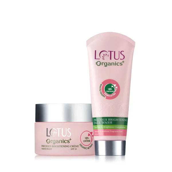 Lotus Organics+ Cosmetics Precious Brightening Facewash & Creme Collection