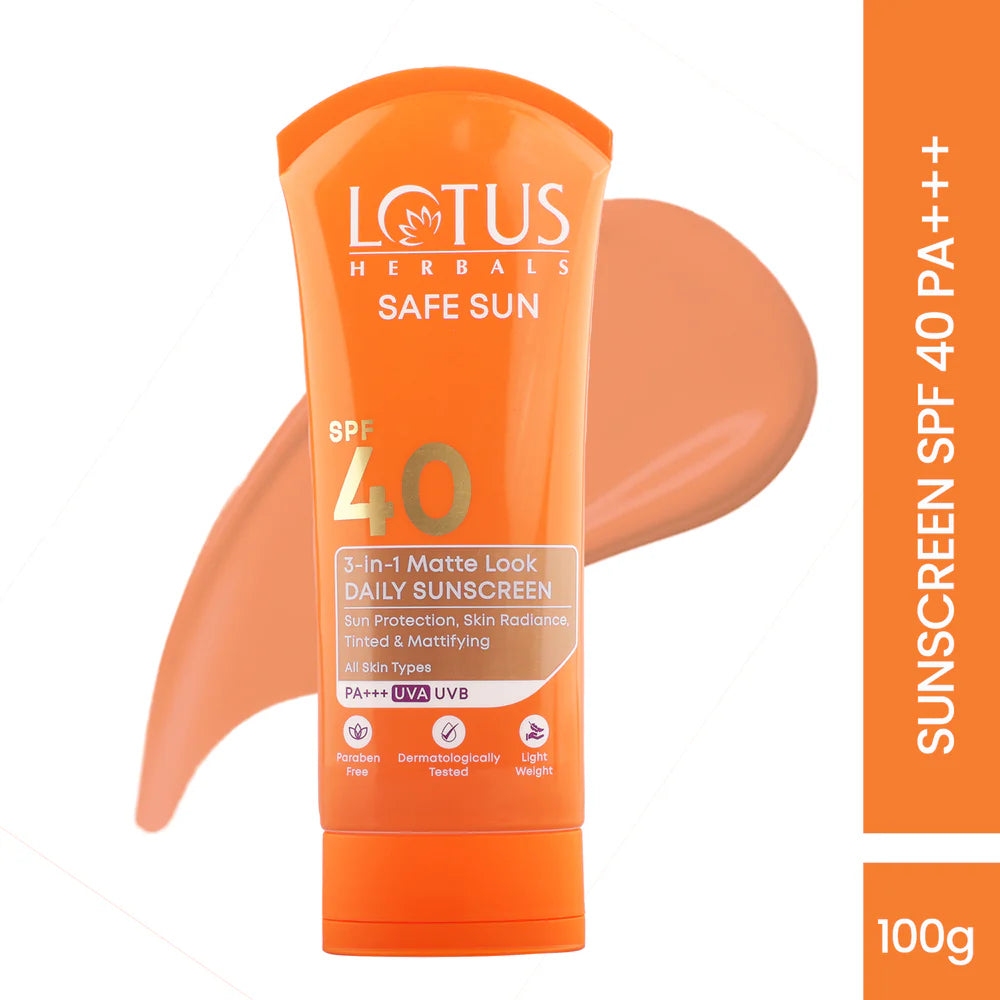 Lotus Herbals Cosmetics Safe Sun 3 In 1 Matte-Look Daily Sunscreen SPF 40 PA+++