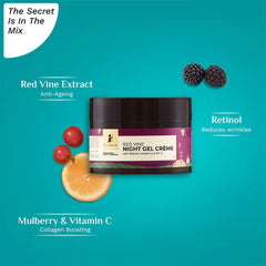 Pilgrim Cosmetics Red Vine Night Gel Crème with Retinol,Mulberry & Vit C 50gm