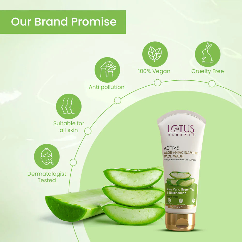 Lotus Herbals Cosmetics Active Aloe + Niacinamide Face Wash 100g