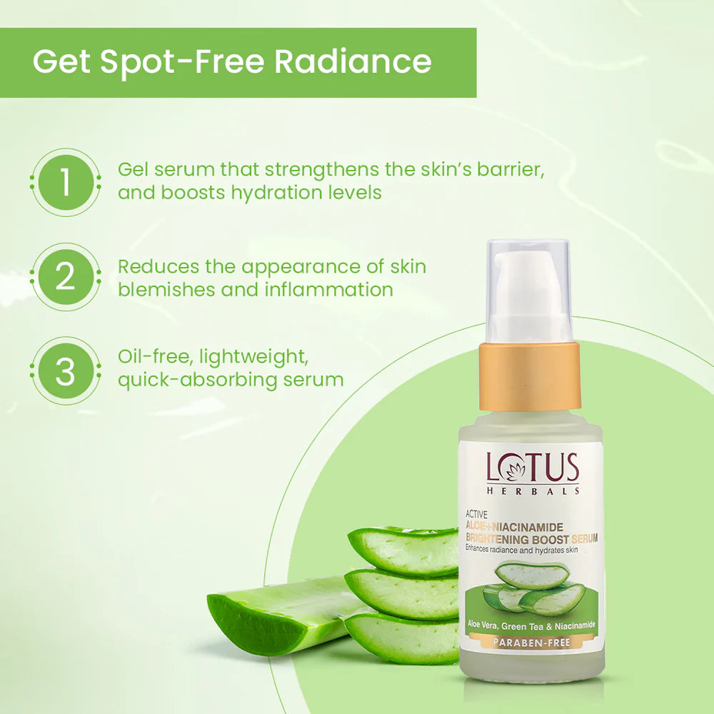 Lotus Herbals Cosmetics Active Aloe + Niacinamide Brightening Boost Serum 30ml