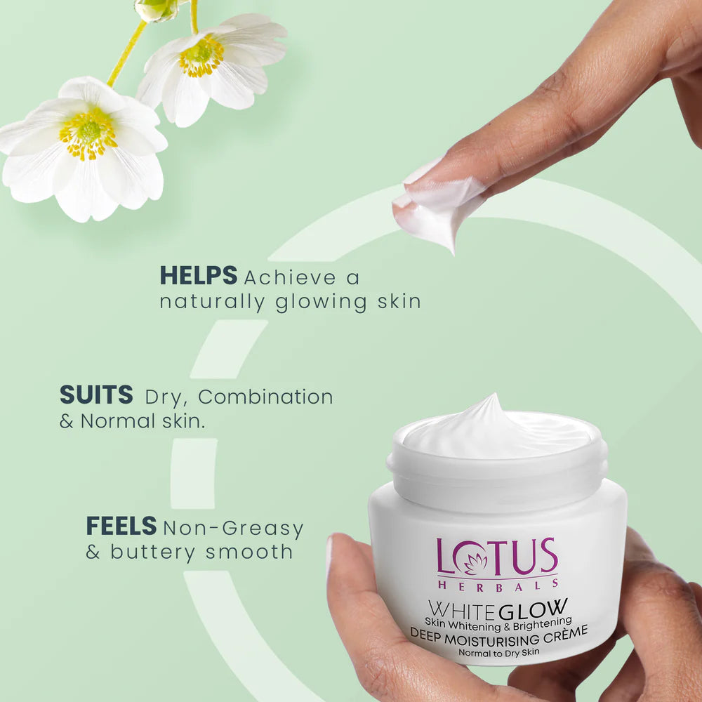 Lotus Herbals Cosmetics WhiteGlow Skin Brightening Deep Moisturising Cream SPF 20 PA+++ 60g