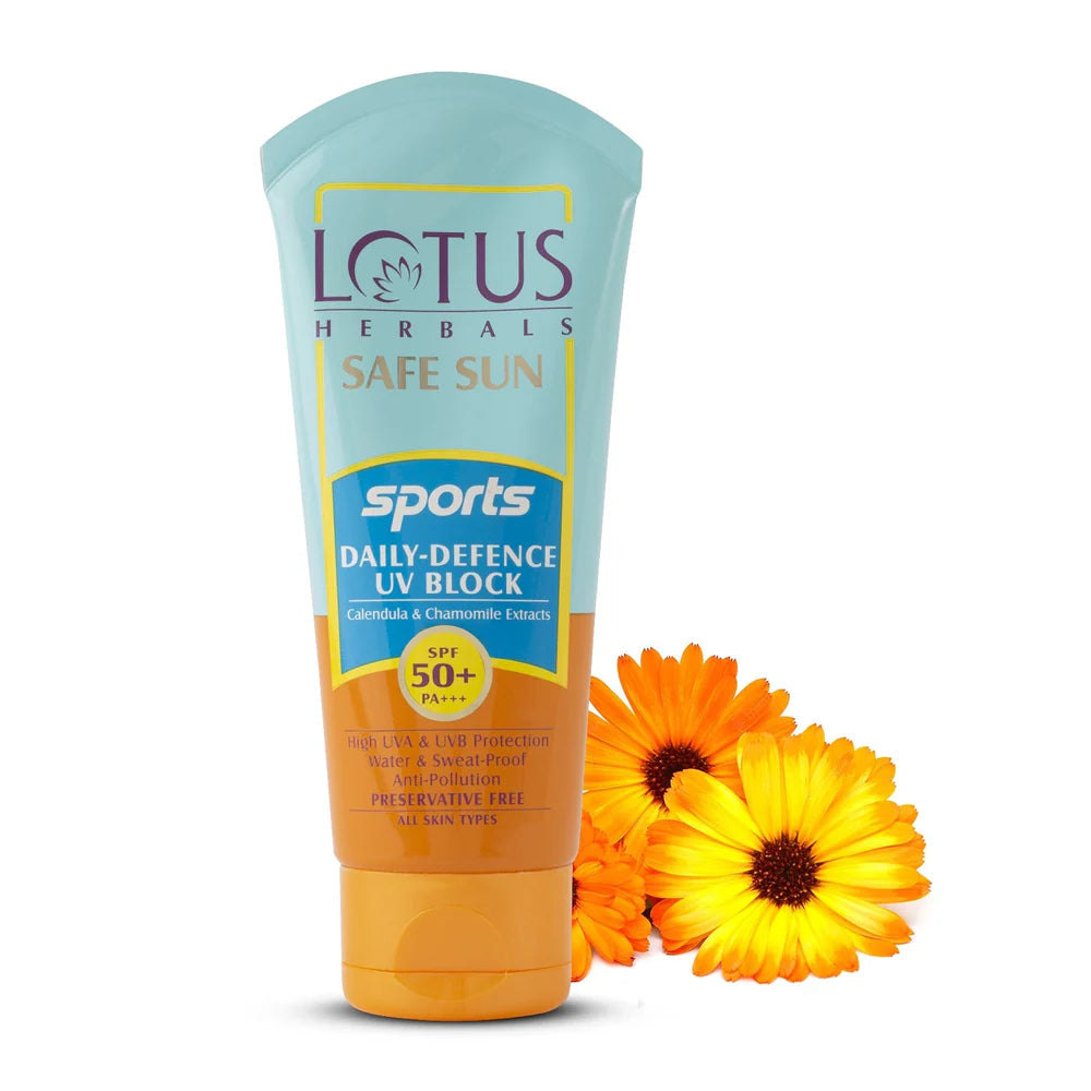 Lotus Herbals Cosmetics Safe Sun Sports Daily Defence UV Block Sunscreen SPF 50+