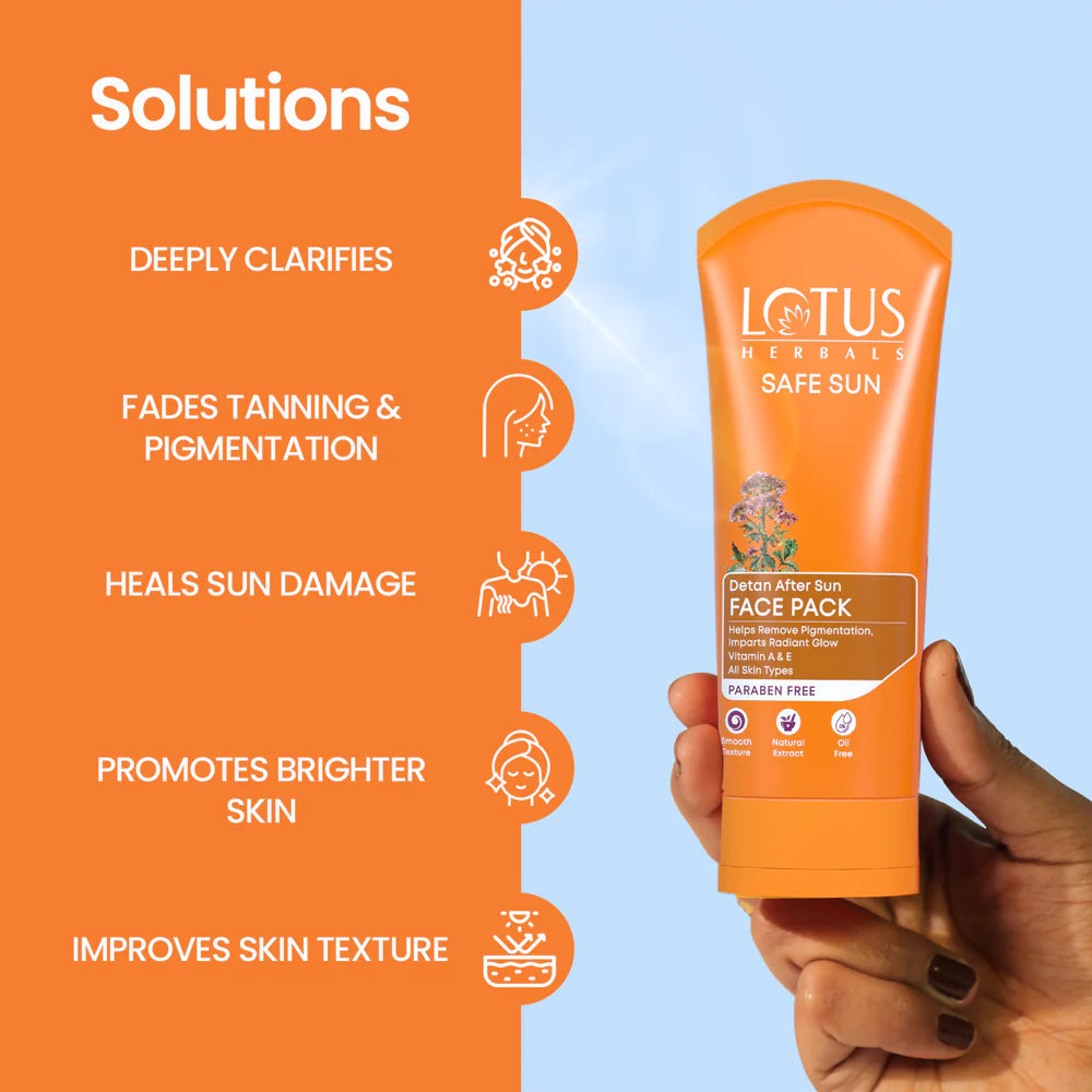Lotus Herbals Cosmetics Safe Sun DeTAN After Sun Face Pack 100g