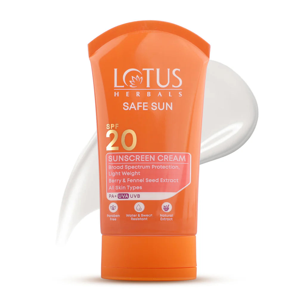 Lotus Herbals Cosmetics Safe Sun Sunscreen Cream SPF 20 PA+ 100g