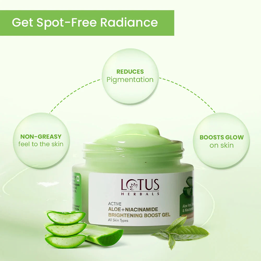 Lotus Herbals Cosmetics Active Aloe + Niacinamide Calm & Brighten Night Gel 50g
