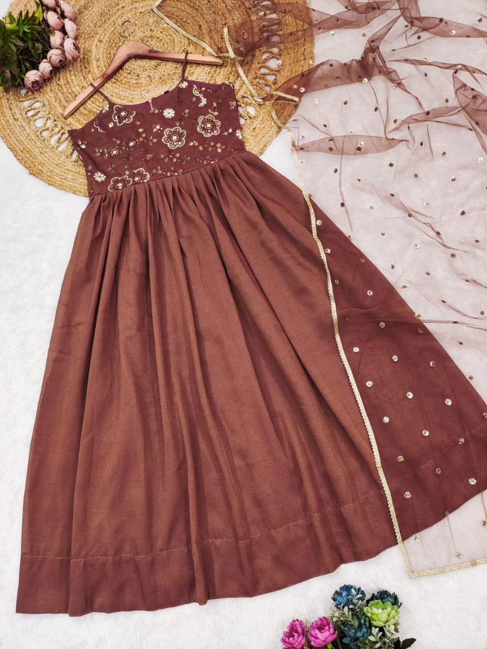 Bollywood Women Indian Ethnic Party Wear Pure Soft Cosmos Gown Dress