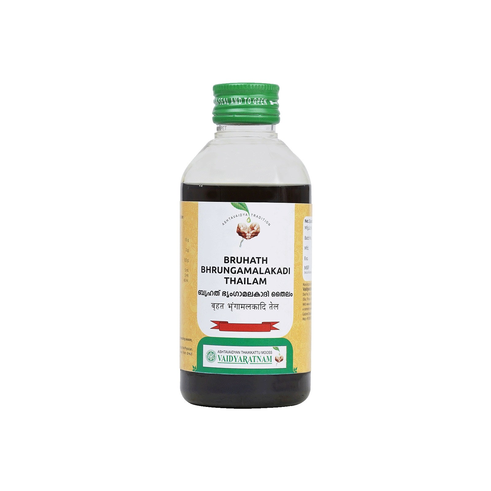 Vaidyaratnam Ayurvedic Brihath Bhringamalakadi Thailam Oil 200Ml
