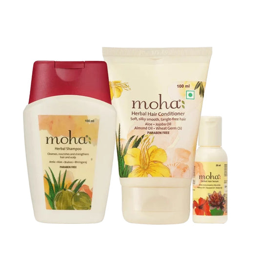 Moha Cosmetics Daily Hair Care Conditioner,Shampoo and Serum Trio Combo