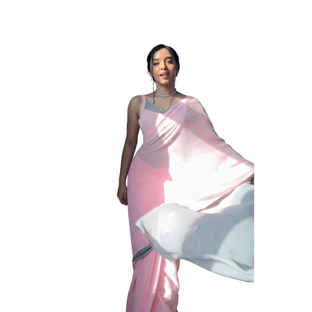 Baby Pink Premium Georgette Ready To Wear Saree – HC-947
