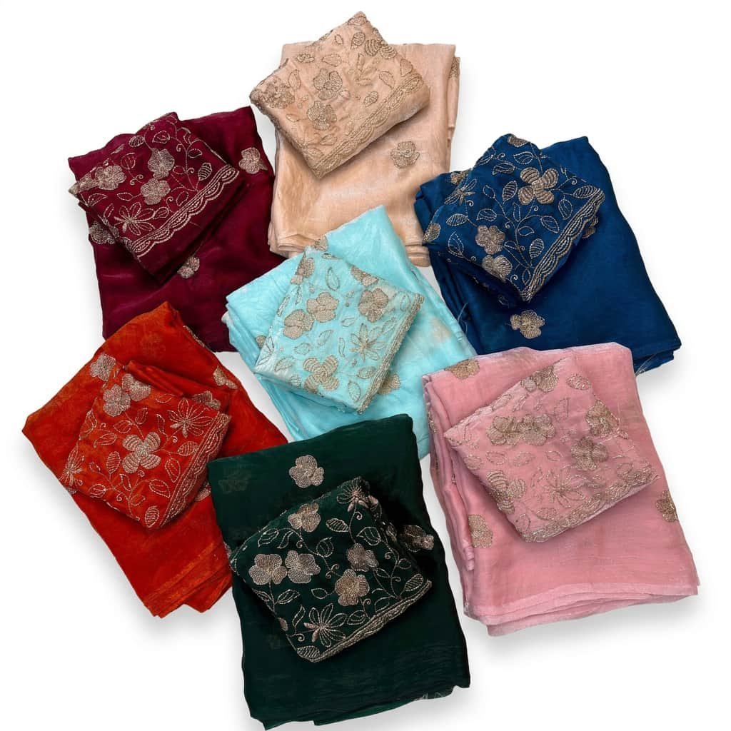 Shree Fendy Flower Two-Tone Space Silk Partywear Saree with Handwork Blouse