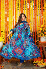 Bollywood Indian Pakistani Ethnic Party Wear Women Soft Pure Chinnon Digital Printed Gown Dress