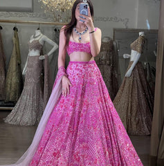 Bollywood Indian Pakistani Ethnic Party Wear Women Soft Pure Premium Butterfly Soft Net Embellished With Heavy Thread Embroidery Lehenga