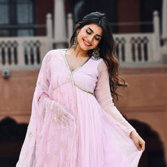 Bollywood Indische Pakistanische Ethnische Party Tragen Frauen Weiche Reine Faux Georgerre Anarkali Dupptta Set Kleid