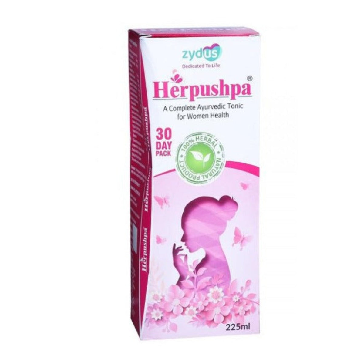 Zydus Herpushpa, ein komplettes ayurvedisches Tonikum für die Gesundheit von Frauen, flüssig, 225 ml