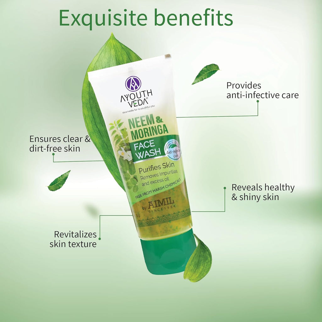 Aimil Ayouthveda Cosmetics Neem and Moringa Face Wash Pack of 2 X 50gm