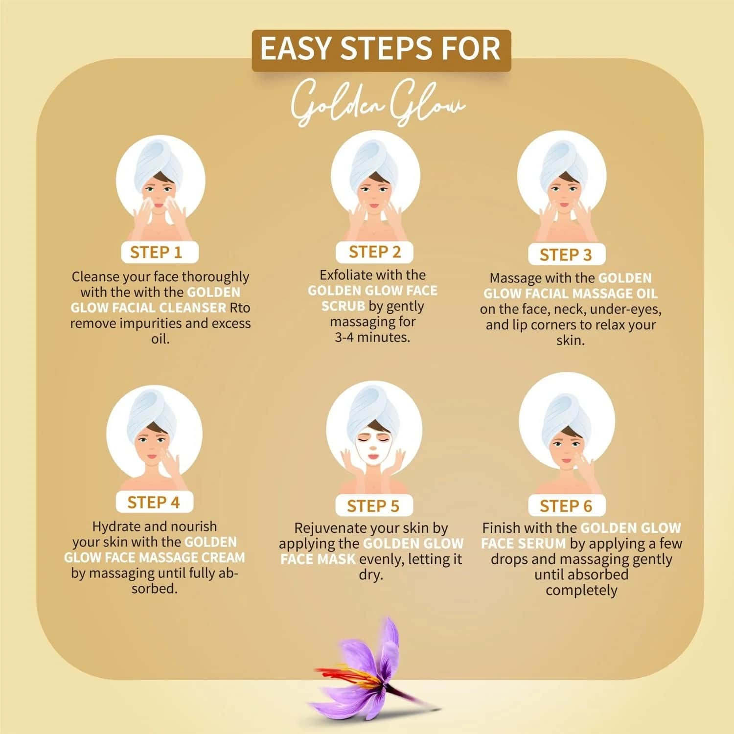 Ayouthveda Golden Glow Ayurvedic Facial Kit – 6-Step Skincare Regimen