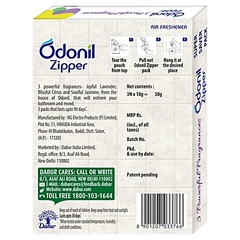 Odonil Zipper Air Freshener Joyful Lavender,Soulful Jasmine & Blissful Citrus 30 g (3 X 10g)