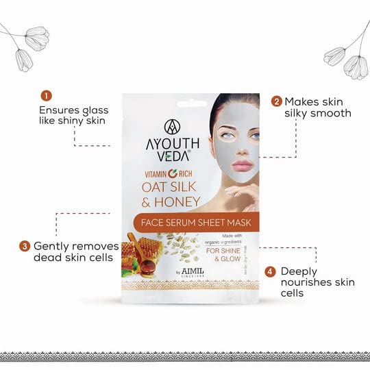 Aimil Ayouthveda Cosmetics Anti Acne,Charcoal Coffee,Oat Silk Honey & Licorice Mulberry Face Serum Sheet Mask 20g