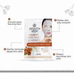 Aimil Ayouthveda Cosmetics Anti Acne,Charcoal Coffee,Oat Silk Honey & Licorice Mulberry Face Serum Sheet Mask 20g