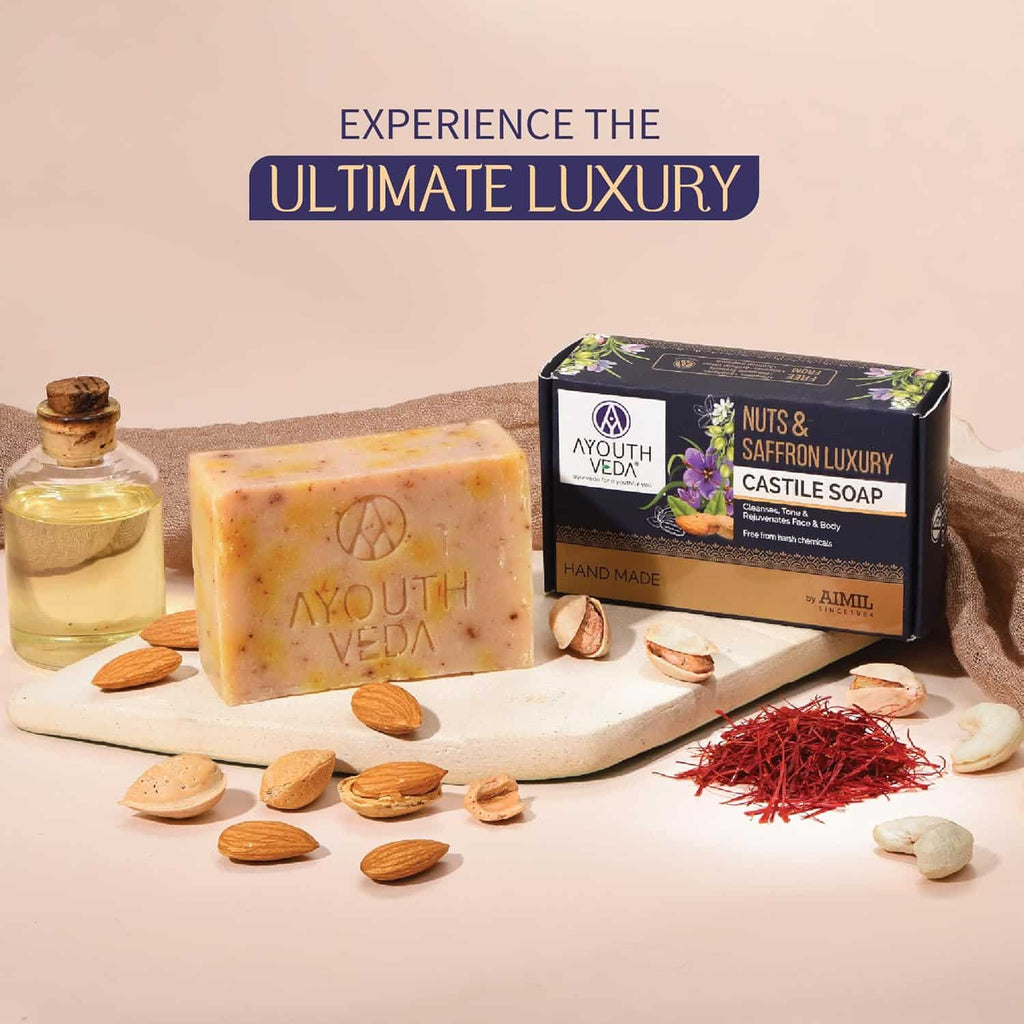 Aimil Ayouthveda Nuts & Saffron Luxury Handmade Castile Soap – 100gm
