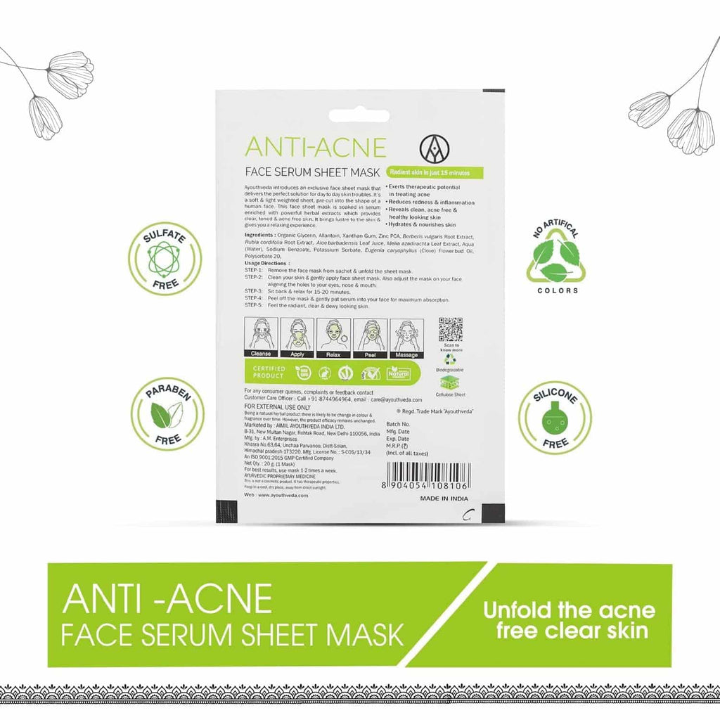 Aimil Ayouthveda Face Serum Sheet Mask Ayurvedic – 20g