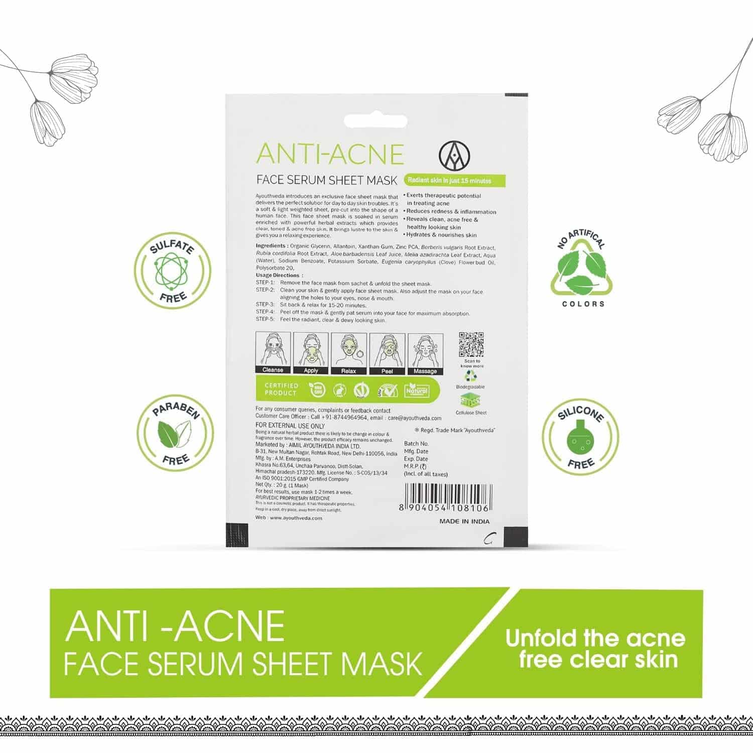 Aimil Ayouthveda Face Serum Sheet Mask Ayurvedic – 20g