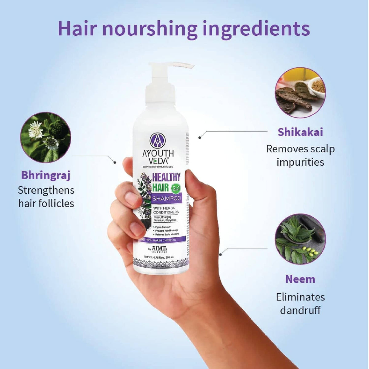 Aimil Ayouthveda Healthy Hair Shampoo with Bhringraj & Shikakai – 200ml