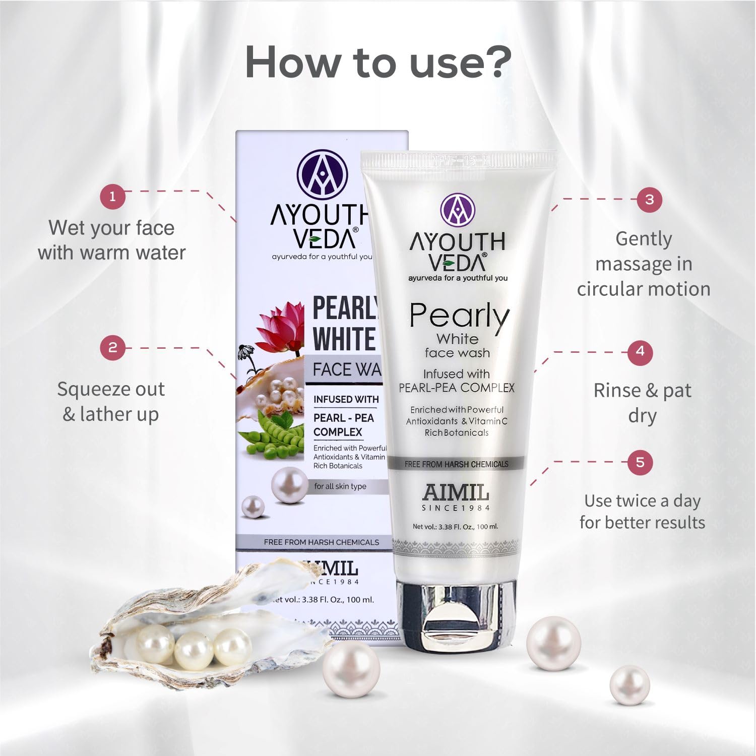 Aimil Ayouthveda Cosmetics Pearly White Facewash 100ml