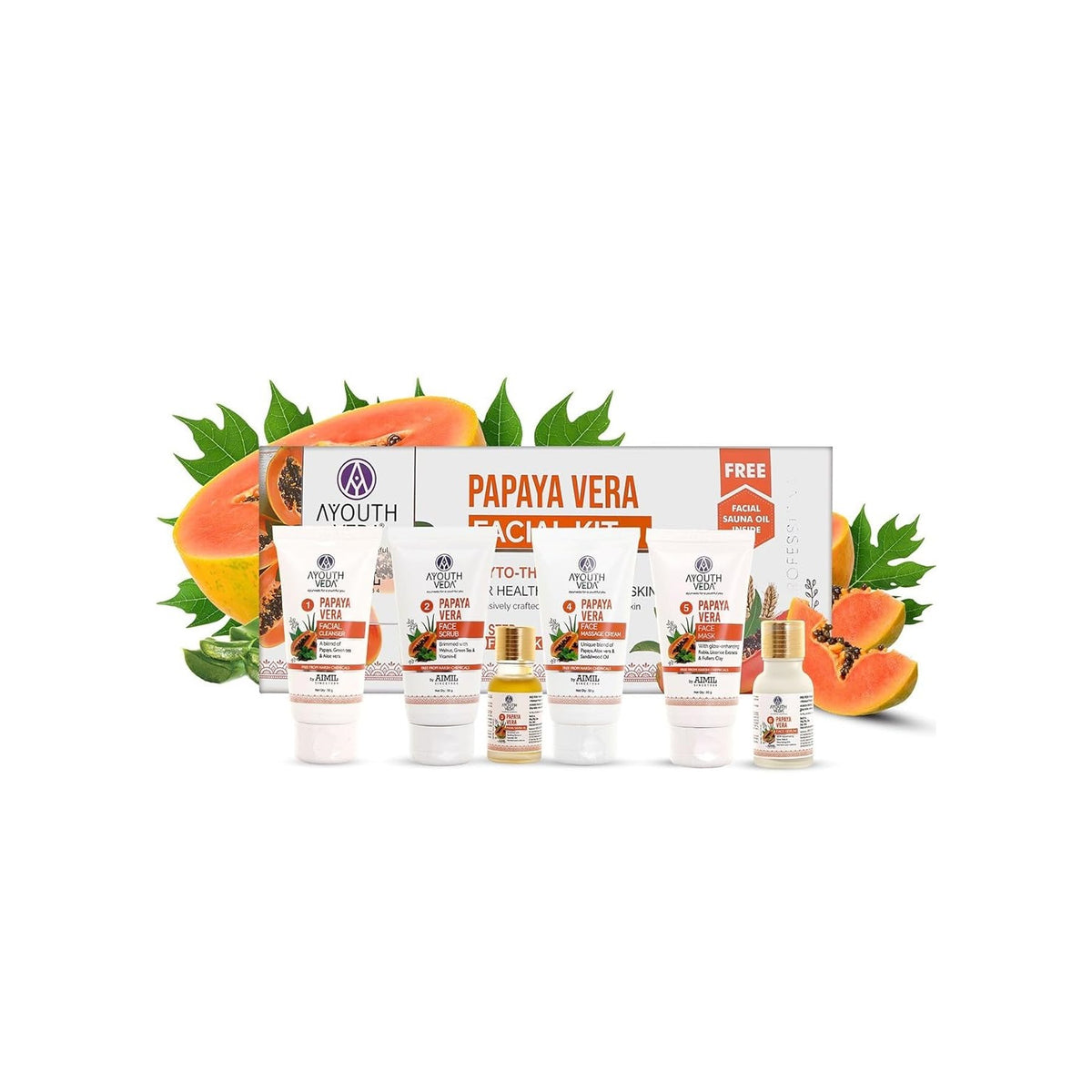 Aimil Ayouthveda Cosmetics Papaya Vera Facial Kit For Glowing Skin 230g