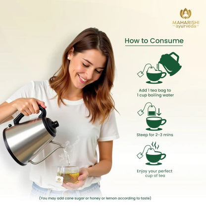 Maharishi Tulsi Green Tea Lemon Ginger Ayurvedic Stress Relief & Immunity 20 Tea Bag