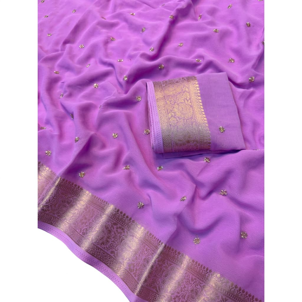 Shreyansh Chiffon Beads Partywear Saree with Jacquard Border