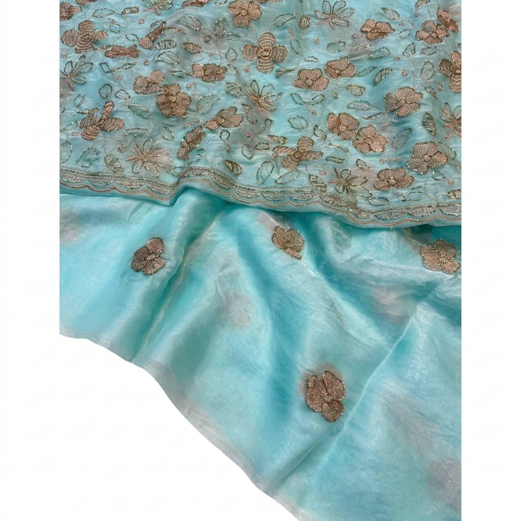 Shree Fendy Flower Two-Tone Space Silk Partywear Saree with Handwork Blouse