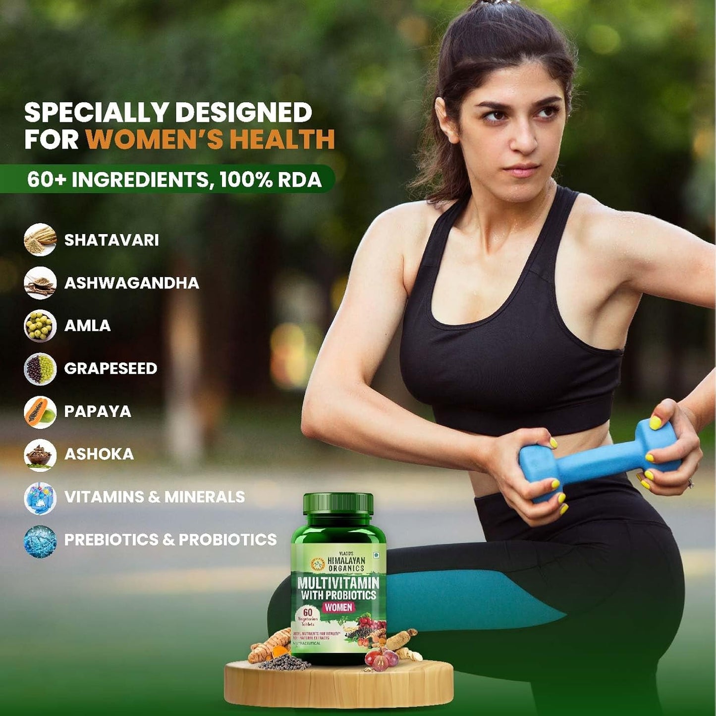 Himalayan Organics Multivitamin With Probiotics For Women 60 Vegetarian Tablets